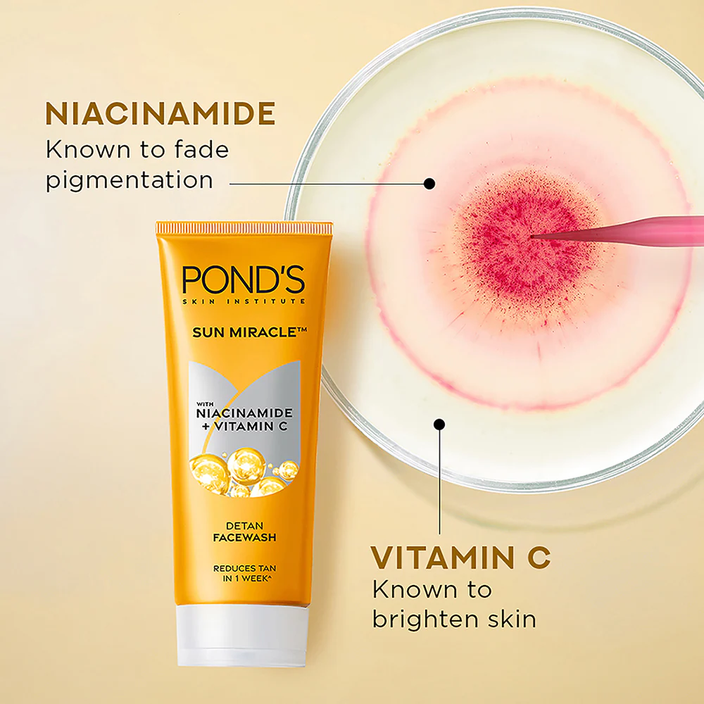 POND'S DeTan Facewash, With Niacinamide & Vitamin C, Reduces Tan in 7 Days, For All Skin Types,100g - Image 4