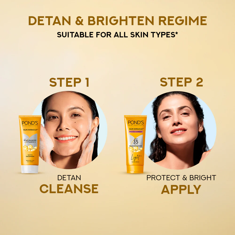 POND’S Sun Miracle SPF 35 PA+++ Light Sunscreen - Protect & Bright, With Niacinamide 50g - Image 7