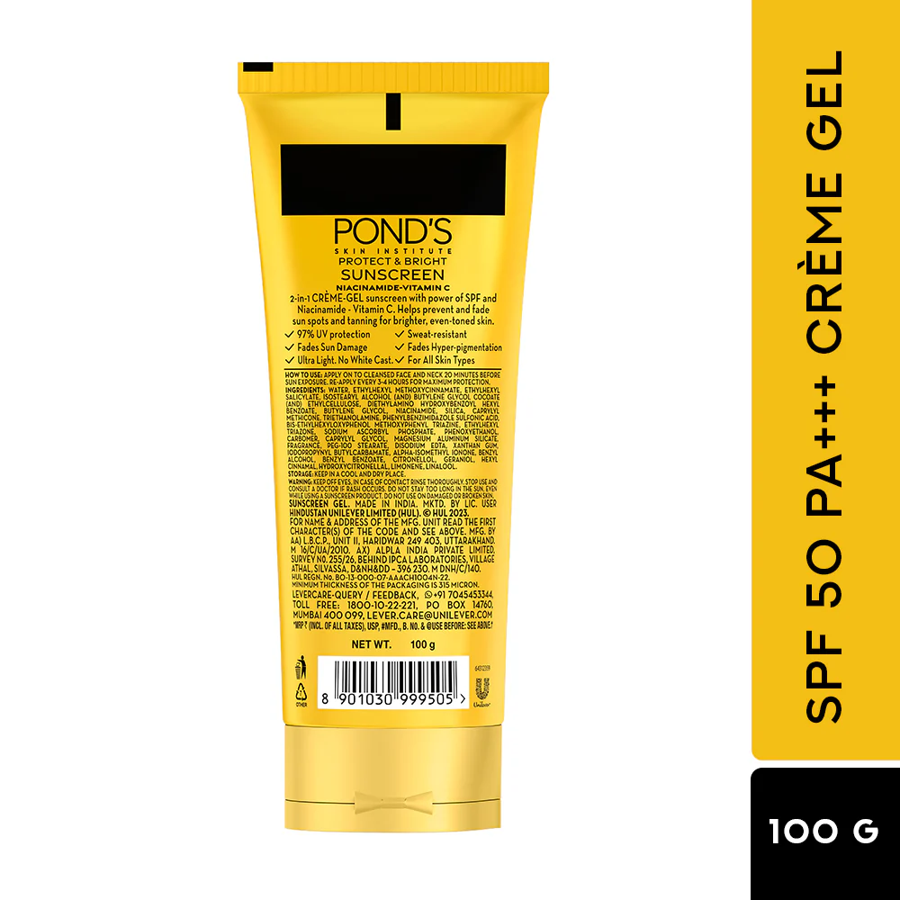 POND’S Sun Miracle SPF 50 PA+++ Crème Gel Sunscreen - Protect & Bright, With Niacinamide - Image 9