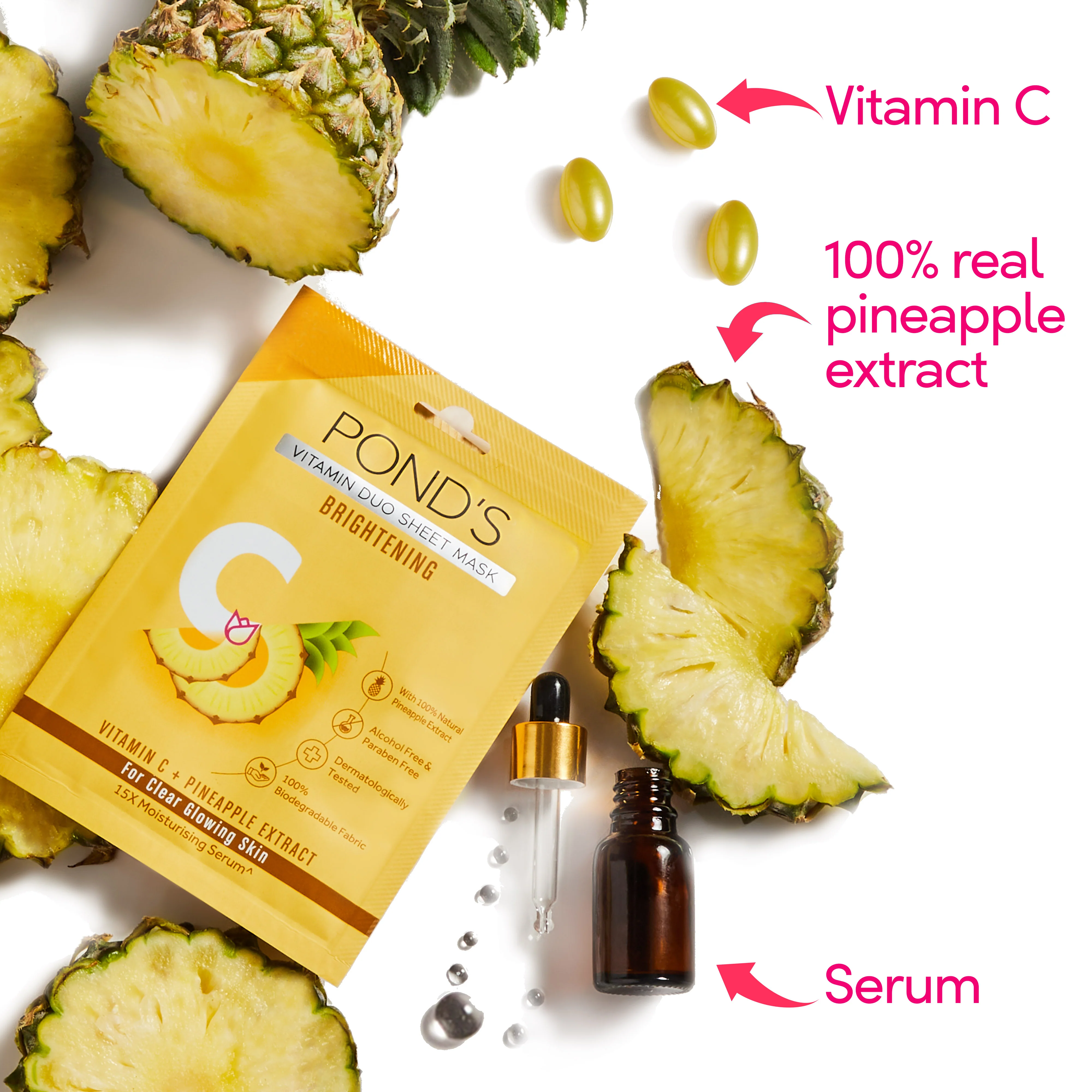 POND'S Vitamin C Brightening Sheet Mask With 100% Natural Pineapple - Image 4