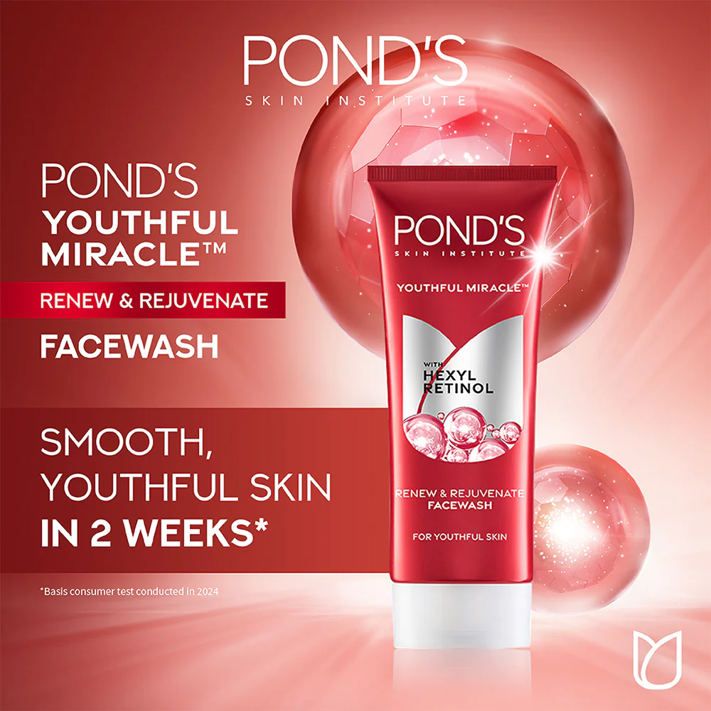 POND'S Youthful Miracle Hexyl Retinol, Renew & Rejuvenate Facewash 100g - Image 4