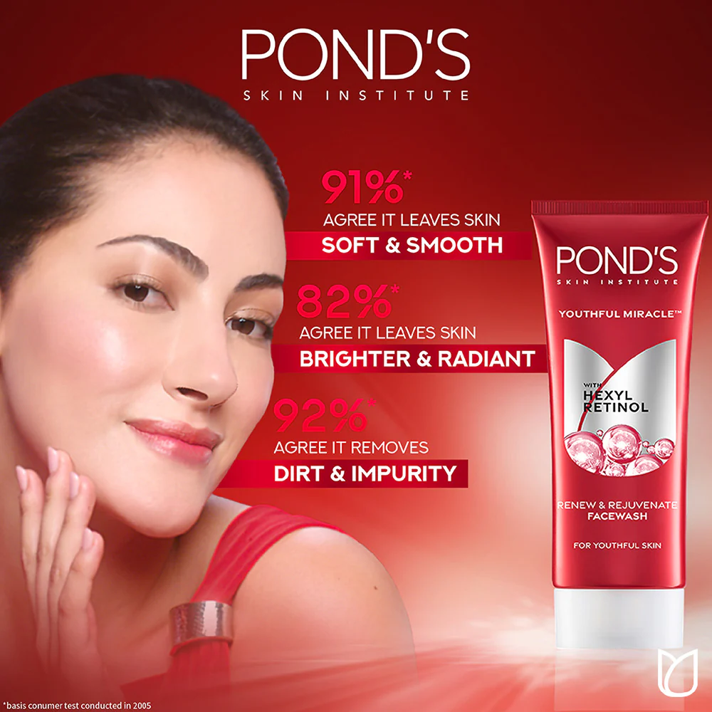 POND'S Youthful Miracle Hexyl Retinol, Renew & Rejuvenate Facewash 100g - Image 5